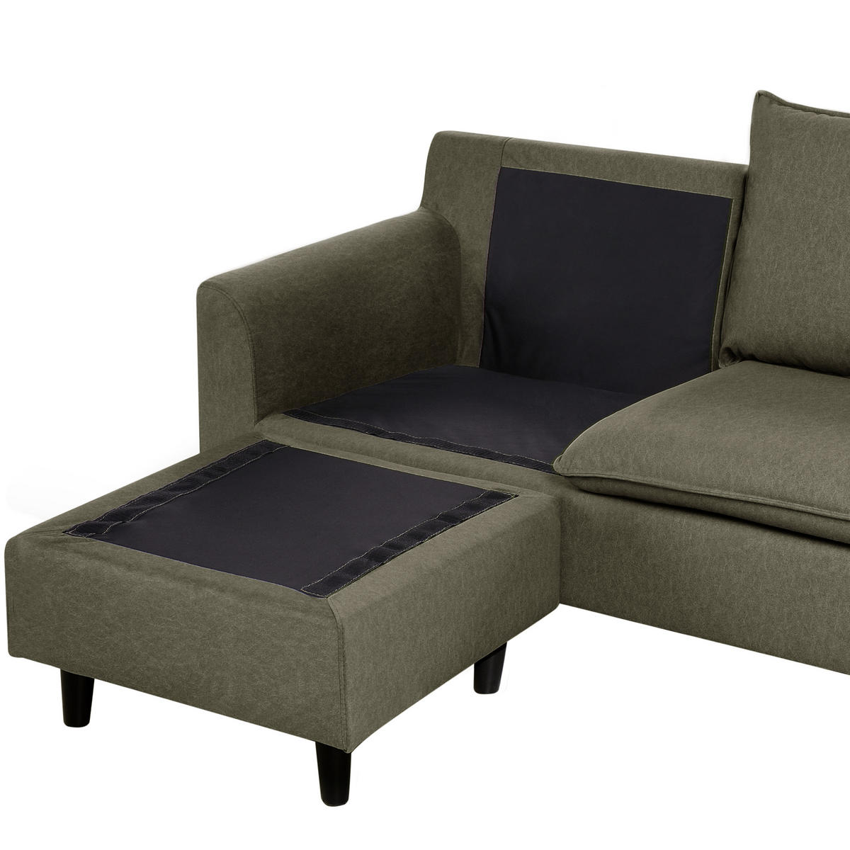 ROHOVÁ POHOVKA 3-místná Sametová látka Tmavě zelená pravostranná Elvenes - zelená barva/hnědá, textil (206/140cm) - Beliani