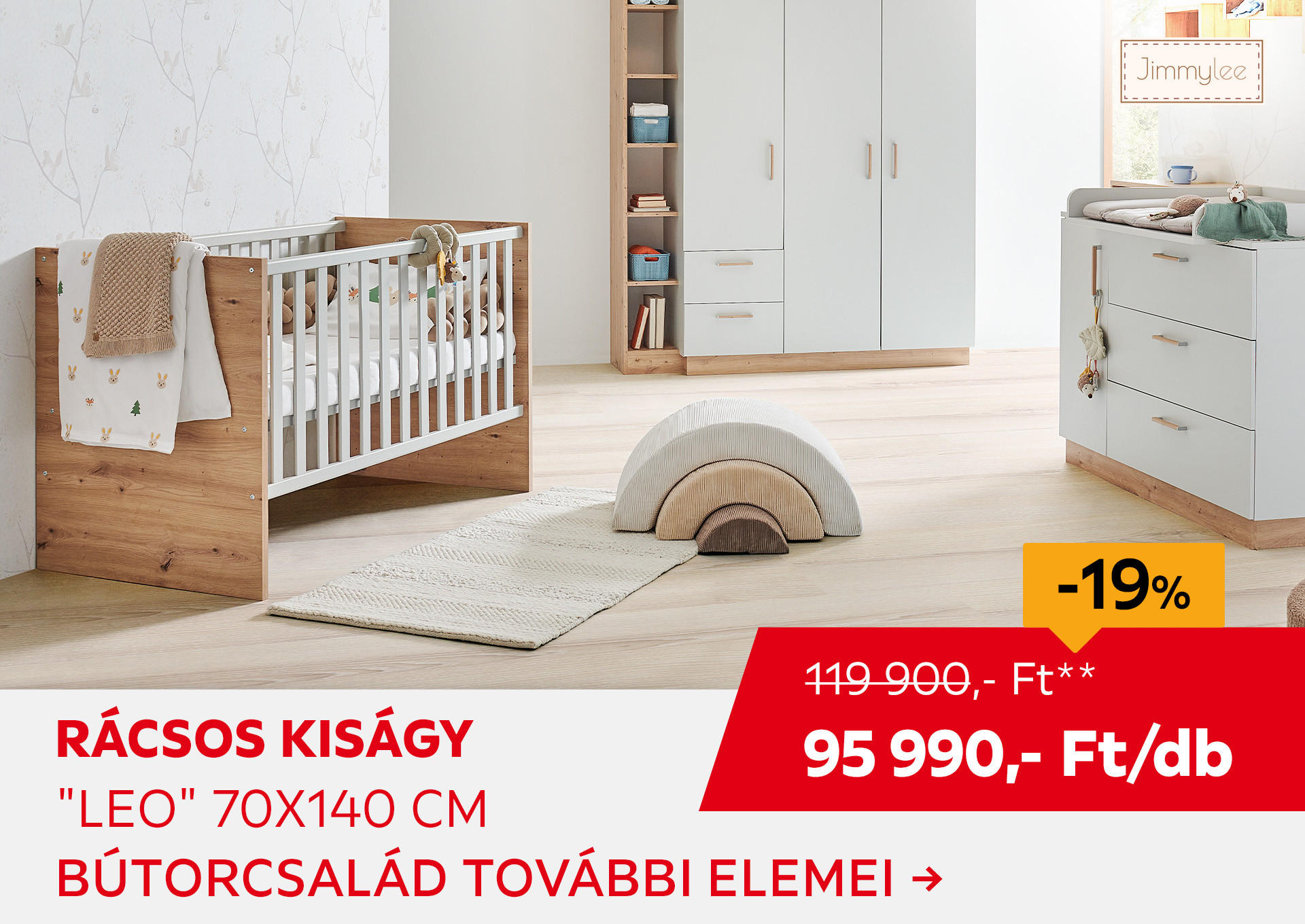 RÁCSOS KISÁGY "LEO" 70X140 CM Kiemelt termék 119900 Ft.- helyett 95990 Ft.-