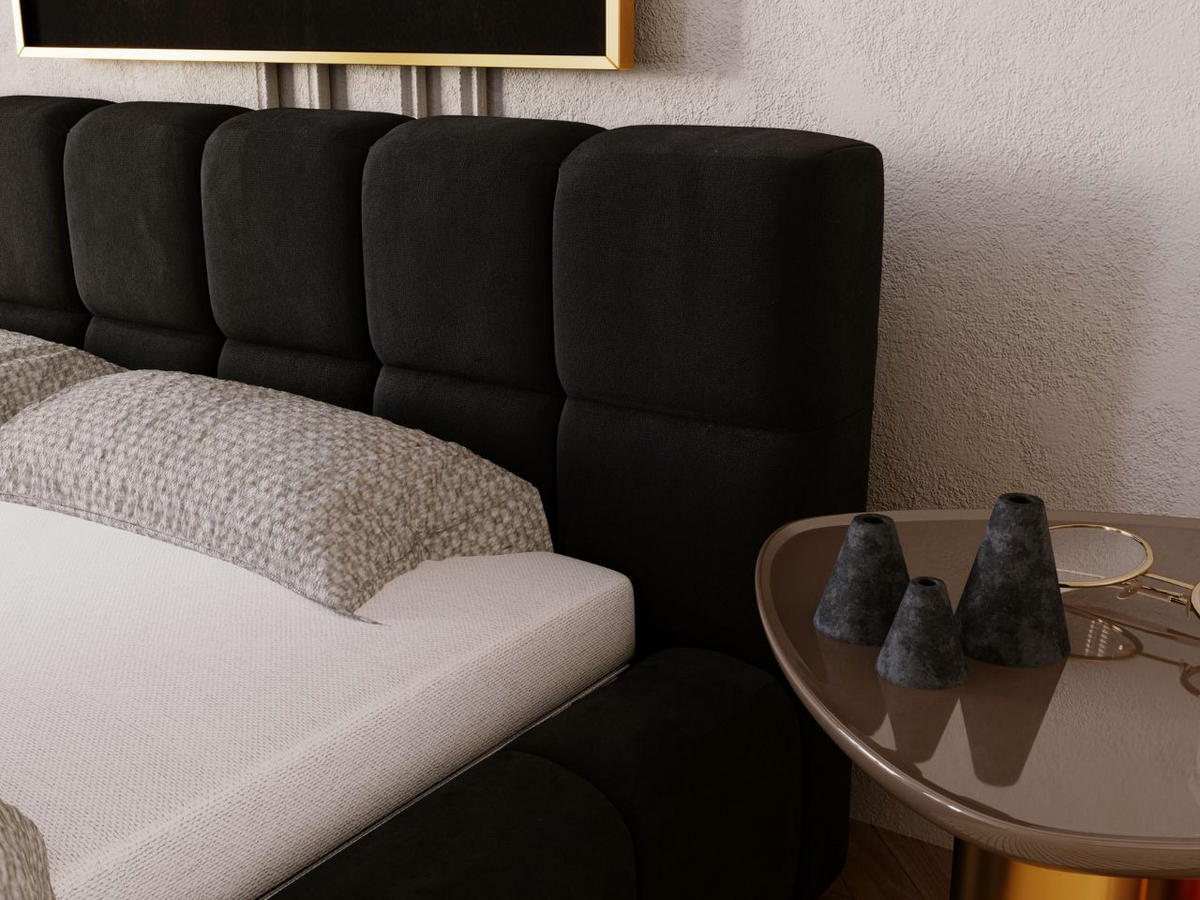 POLSTERBETT Alicante 140x200 Schwarz - Schwarz, Textil (140/200cm) - Graingold