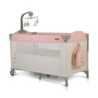 REISEBETT LAUFSTALL Indiana rosa zwei Ebenen Matratze Wickeltasche Räder - Rosa, Kunststoff (60/120cm) - Cangaroo
