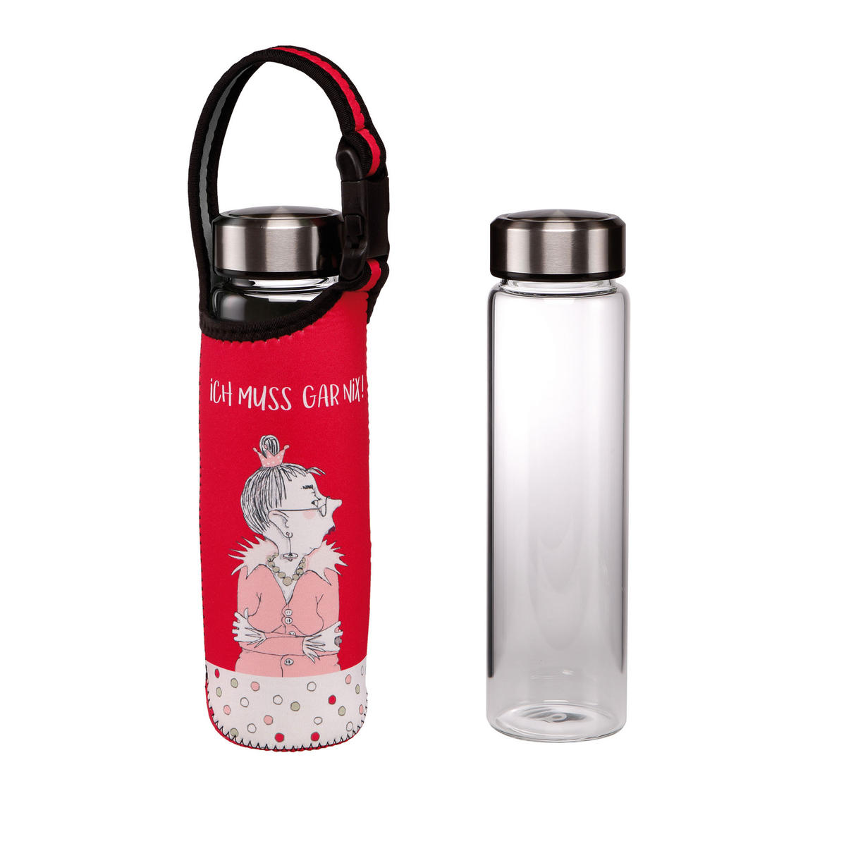 TRINKFLASCHE Barbara Freundlieb - Ich muss gar nichts, Glas-Kombi, Bunt, 700 ml - Multicolor, Glas (0.7L) - Goebel
