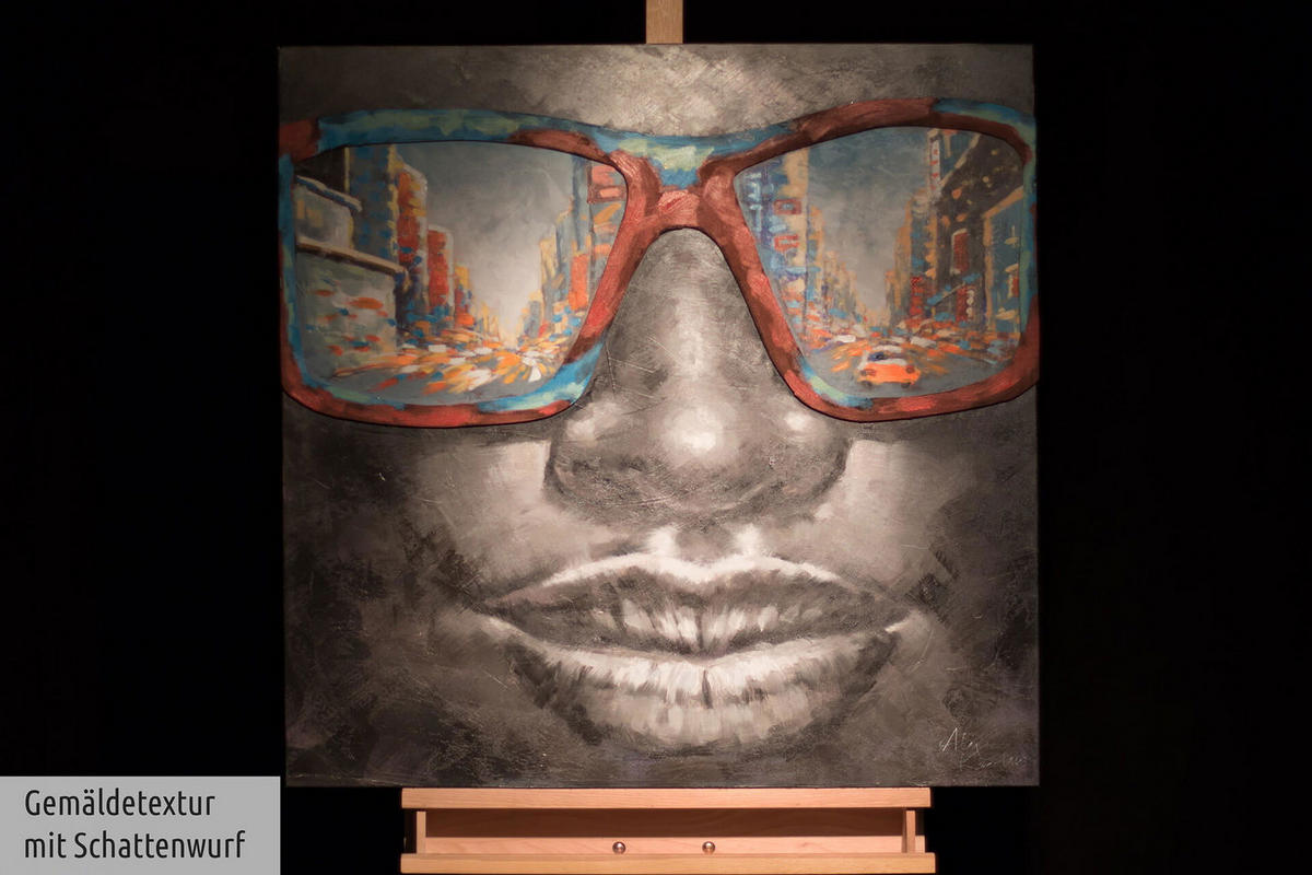 ACRYLBILD HANDGEMALT 80/80 cm - Grau, Holz/Textil (80/80cm) - KUNSTLOFT