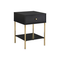 NACHTTISCH mit 1 Schublade - MDF & Metall - Schwarz & Goldfarben - MILAVIA - Schwarz, Holz (40/55/40cm) - Pascal Morabito