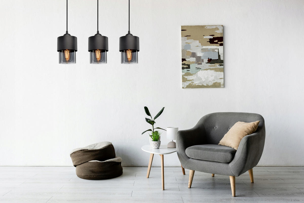 PENDELLEUCHTE Hege - Transparent/Anthrazit, Glas/Metall (12/55/80cm) - kiki design