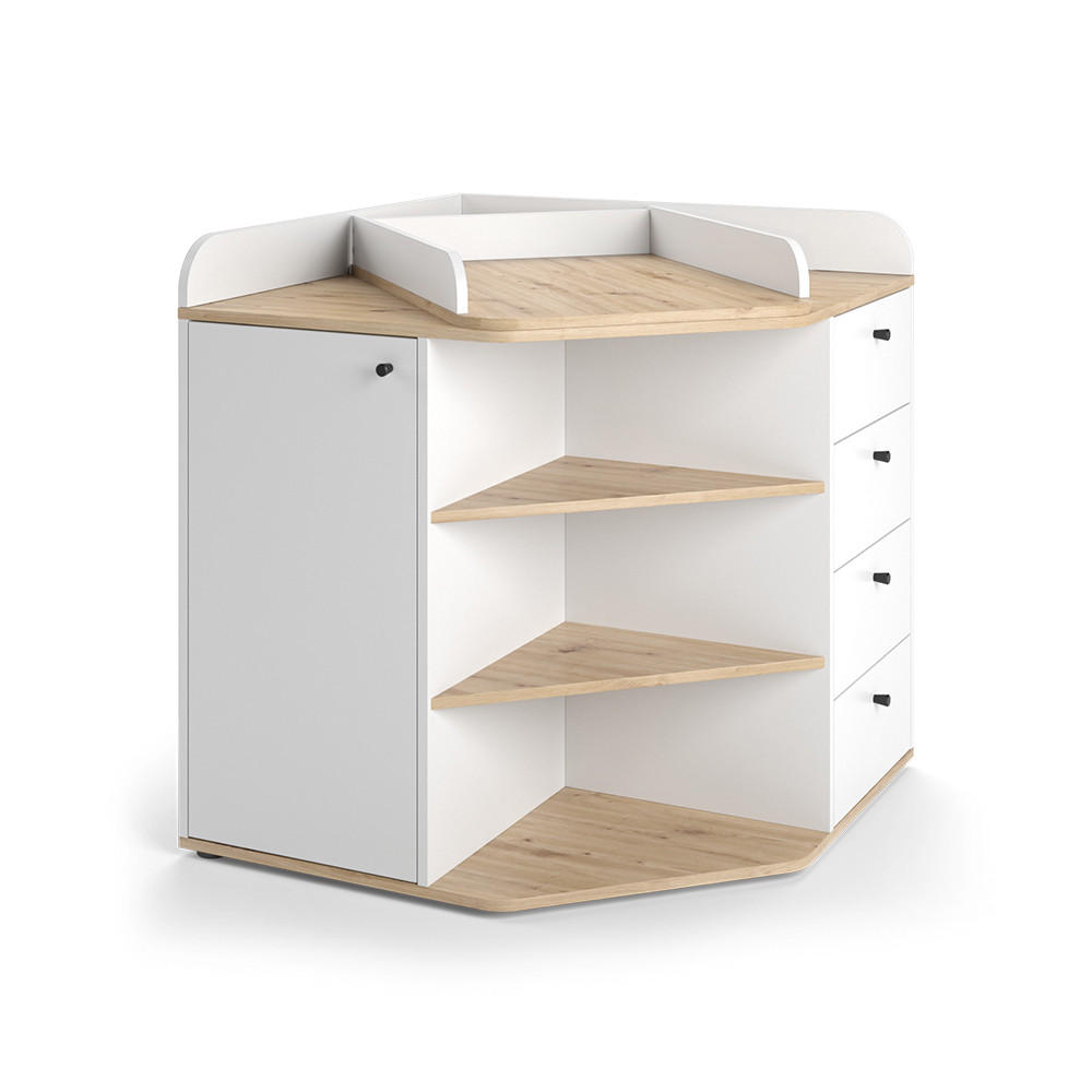 WICKELKOMMODE Aria Weiß 85 x 90 cm mit Regalen und 4 Schubladen - Weiß, Holzwerkstoff (85/90/85cm) - Vicco