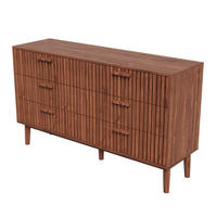 KOMMODE 6 Schubladen, Nussbaum, modern, vertikale Rillen, Wohnzimmer/Flur/Esszimmer - Nussbaumfarben, Holz (100/73/34cm) - EuroLiving