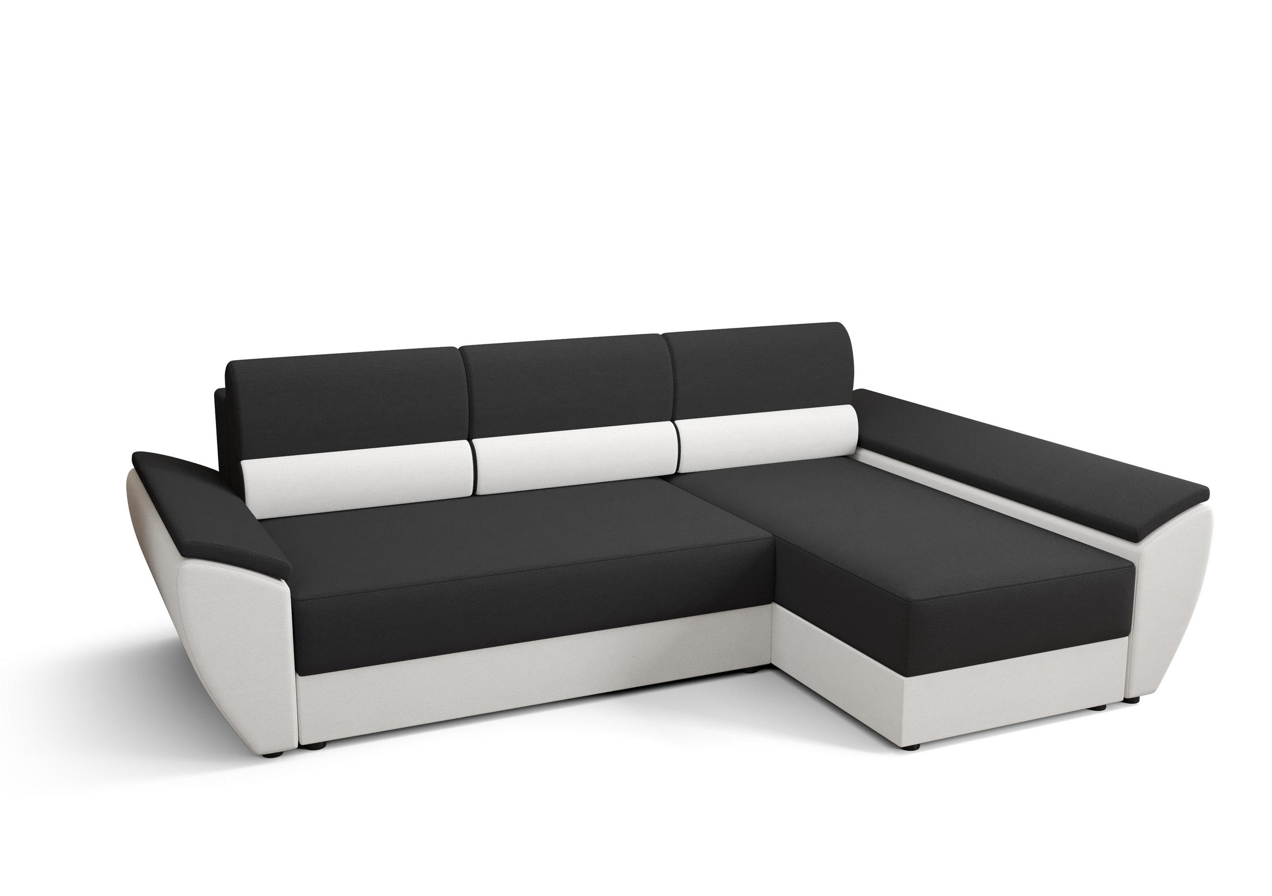 ECKSOFA L REBI L3 Rainbow 27/31 Rechts mit Schlaffunktion, Grau/Weiß - Weiß/Grau, Textil (251/140cm)