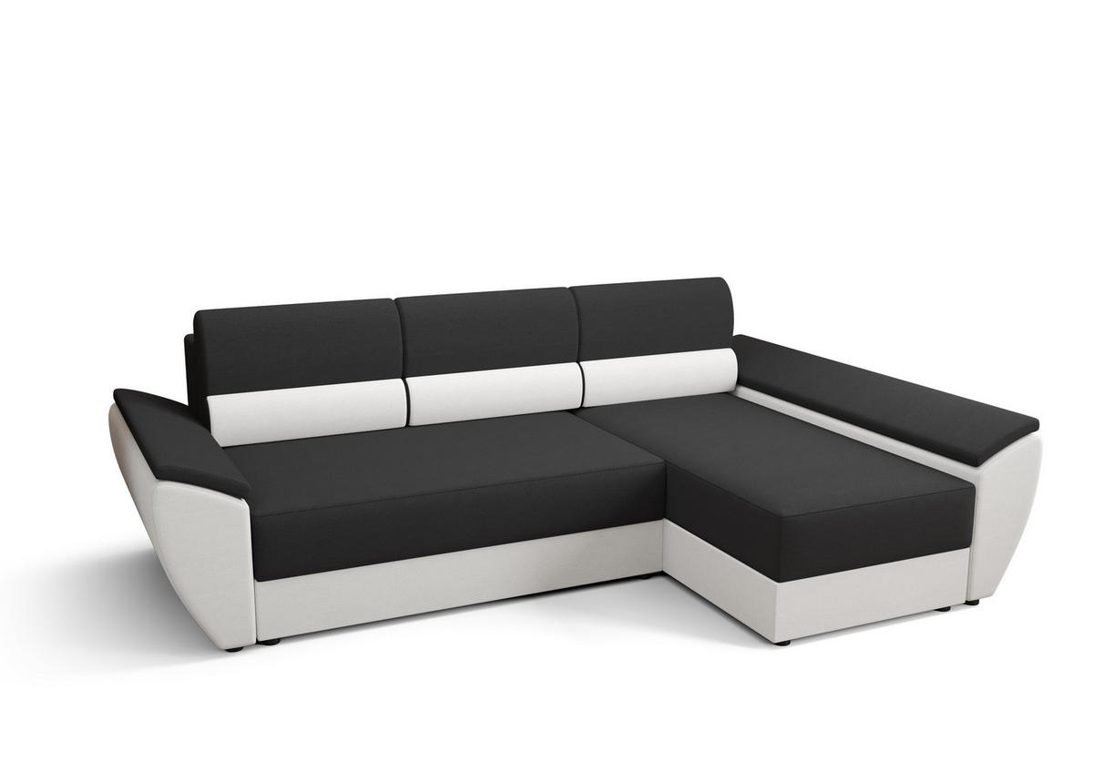 ECKSOFA L REBI L3 Rainbow 27/31 Rechts mit Schlaffunktion, Grau/Weiß - Weiß/Grau, Textil (251/140cm)