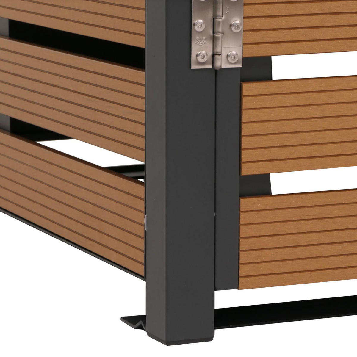 MÜLLTONNENBOX XL 2er-/4er HxBxT 119x140x102cm Teak-Optik WPC Metall 86kg - Teakfarben, Metall (140/119/102cm) - PROREGAL