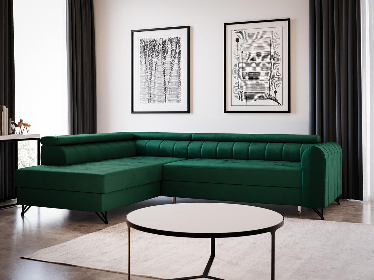 ECKSOFA Alice, Seite: Links - Grün, Holz/Textil (250/179cm) - Sofnet