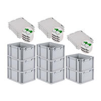 EUROBOX 8x Nextgen Economy Mit Scharnierdeckel Grau/GrünGriffe Geschlossen 20 Liter - Grün, Kunststoff (30/22/40cm) - PROREGAL