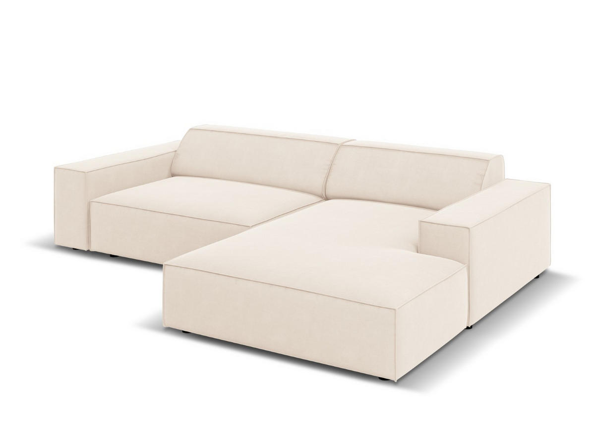 MODULARES-ECKSOFA rechts Jodie aus Samt leichtes beige 3 Sitzplätze - Beige, Textil (166/224cm) - Micadoni