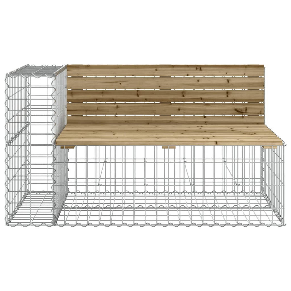 GARTENBANK Gabionen INO 122x71x65,5 cm Kiefernholz Braun - Silberfarben, Metall (122/65.5/71cm) - DELUKE