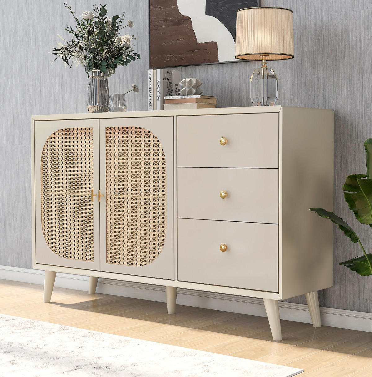 SIDEBOARD 120/82.5/40 cm Offwhite aus Spanplatte mit 2 Türen und 3 Schubladen - Weiß, Holzwerkstoff (40/82.5/120cm) - OKMYHOME