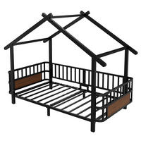 HAUSBETT 90/200 cm DE-32548 mit Sicherheitsgitter Schwarz - Schwarz, Metall (90/200cm) - ComfortXL