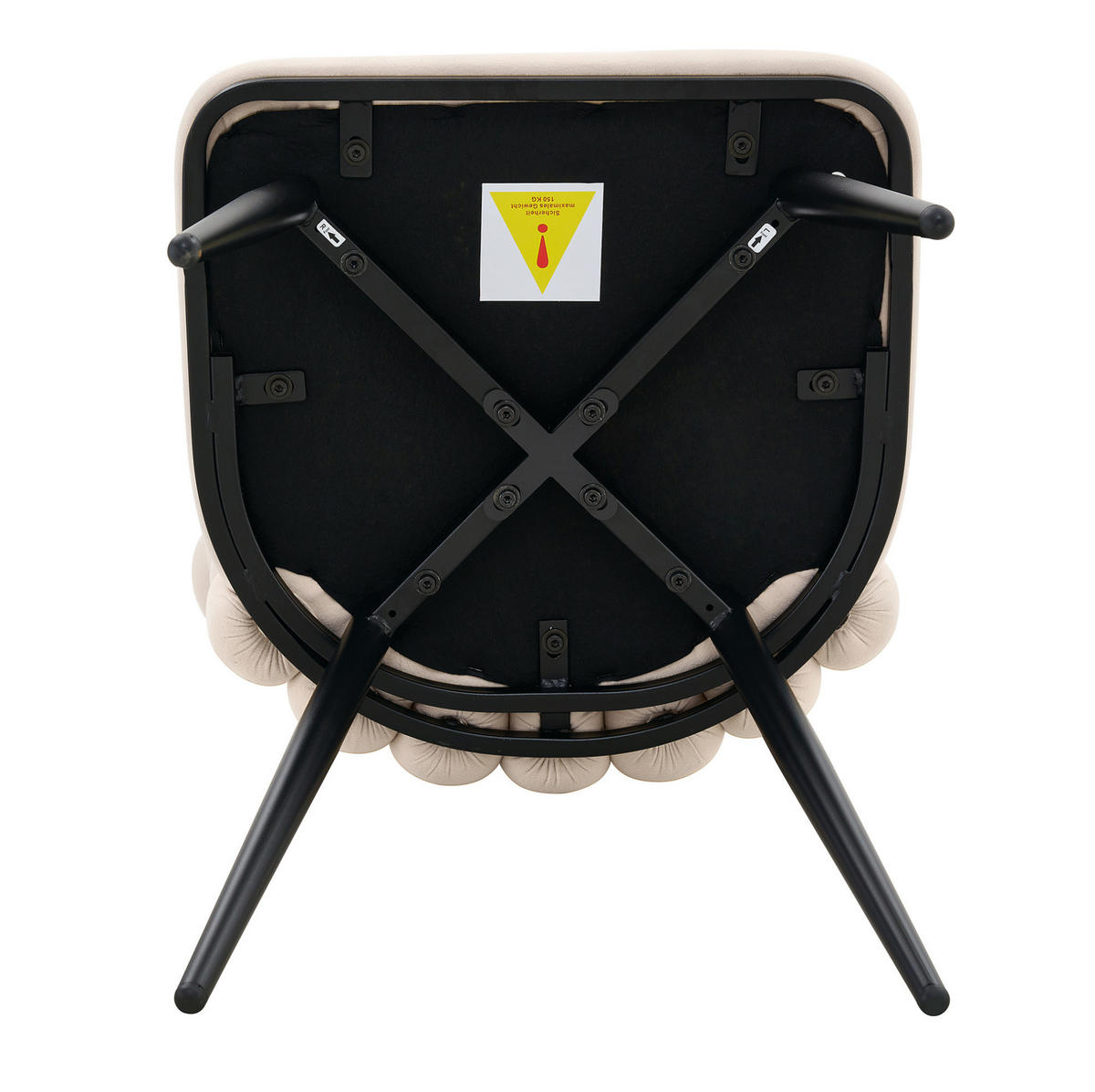 ESSZIMMERSTUHL 2er-Set Samt Off White mit Metallbeinen Schwarz - Weiß, Metall (48/88/54cm) - Meubliv