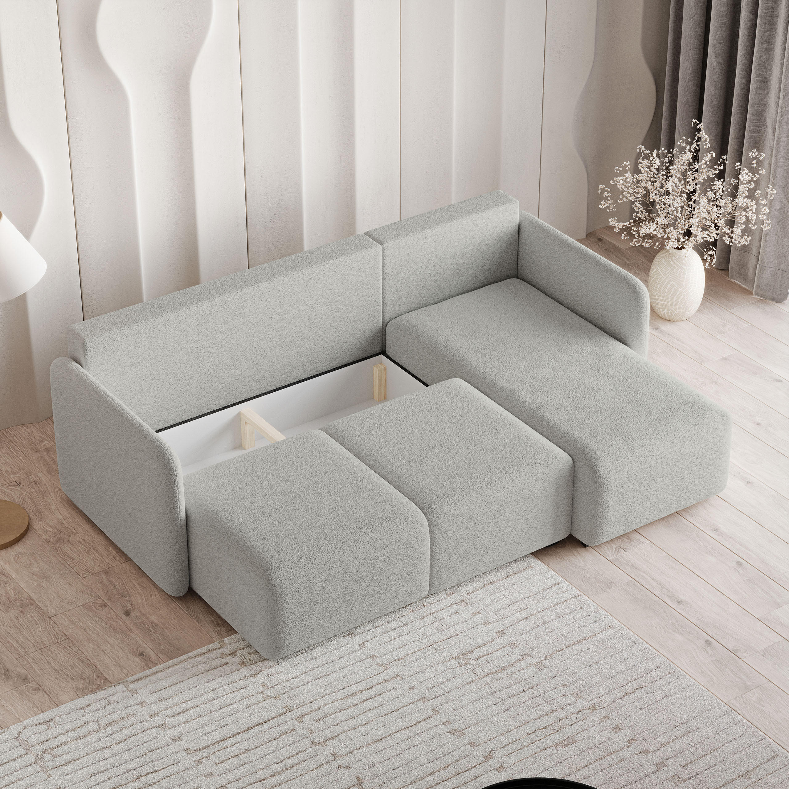Thumbnail - Masseno Ecksofa, Schwarz, Holz, 3-Sitzer, L-Form,L-Form, 230x143 cm, Wohnzimmer, Sofas & Couches, Wohnlandschaften, Ecks...