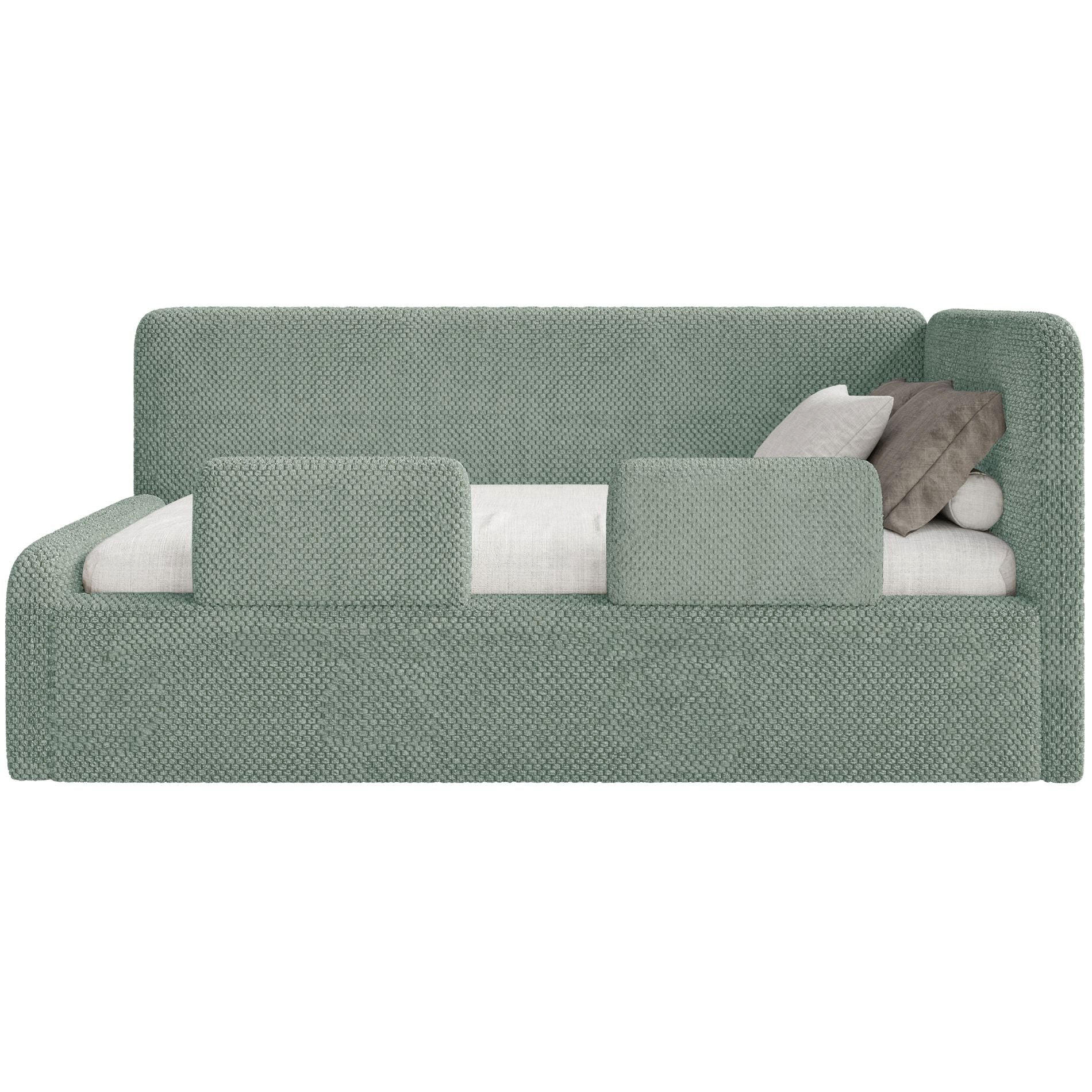 JUGENDBETT Fanko Samt Salbeigrün 90x200 cm - Schwarz/Hellgrün, Kunststoff/Textil (90/200cm) - Selsey