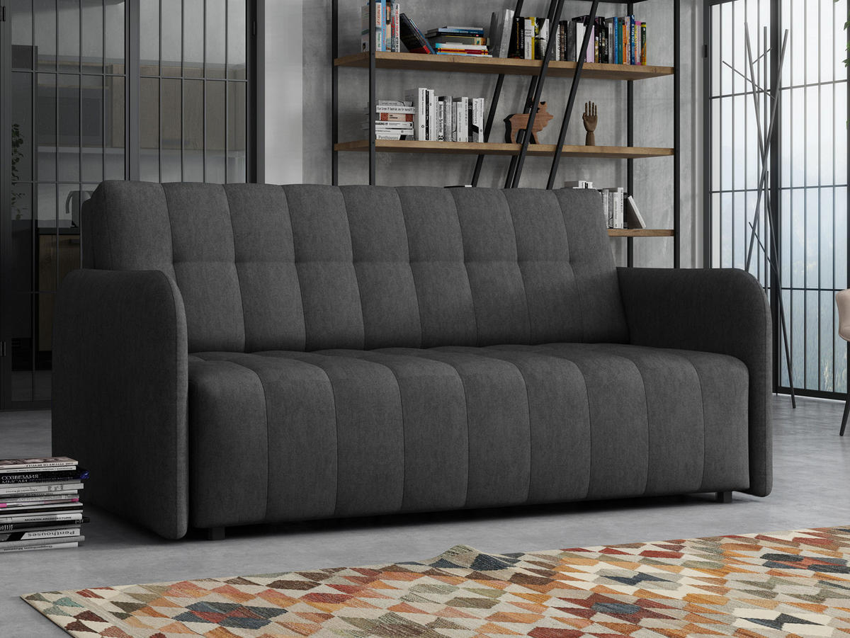 SCHLAFSOFA Viva Grand IV - Dunkelgrau/Schwarz, Holz/Kunststoff (165/85/95cm) - MIRJAN24