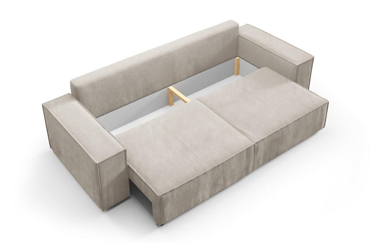SCHLAFSOFA mit Bettkasten Cremig - Beige, Textil (255/88/102cm) - Furnisell