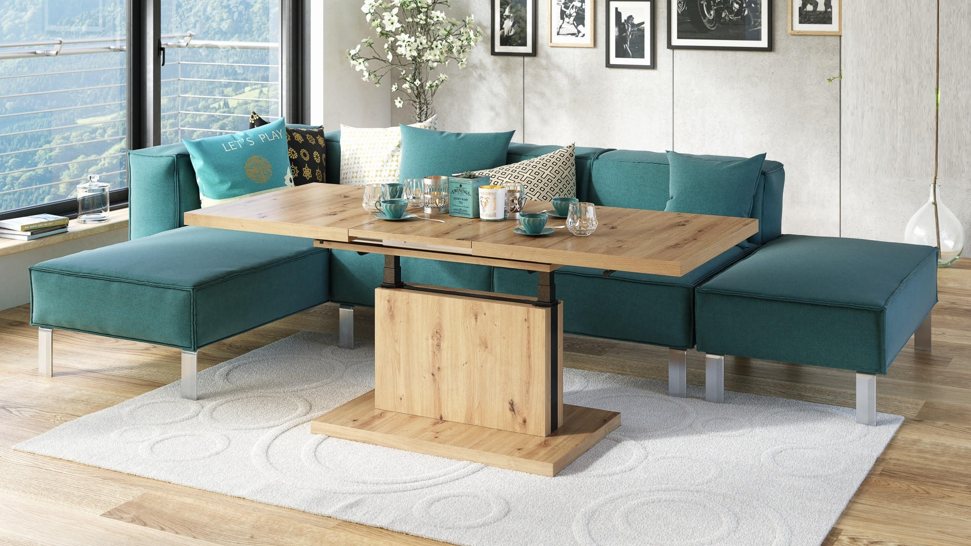 COUCHTISCH rechteckig Eiche Artisan höhenverstellbar ausziehbar - Eiche Artisan, Holzwerkstoff (80/120/56cm) - designimpex