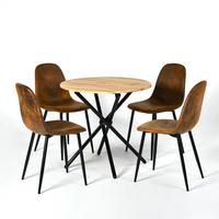 ESSZIMMER SET – 1 Tisch + 2 Stühle – Holzoptik & Wildleder - Braun, Holzwerkstoff/Metall (80/75/80cm) - Urban Meuble
