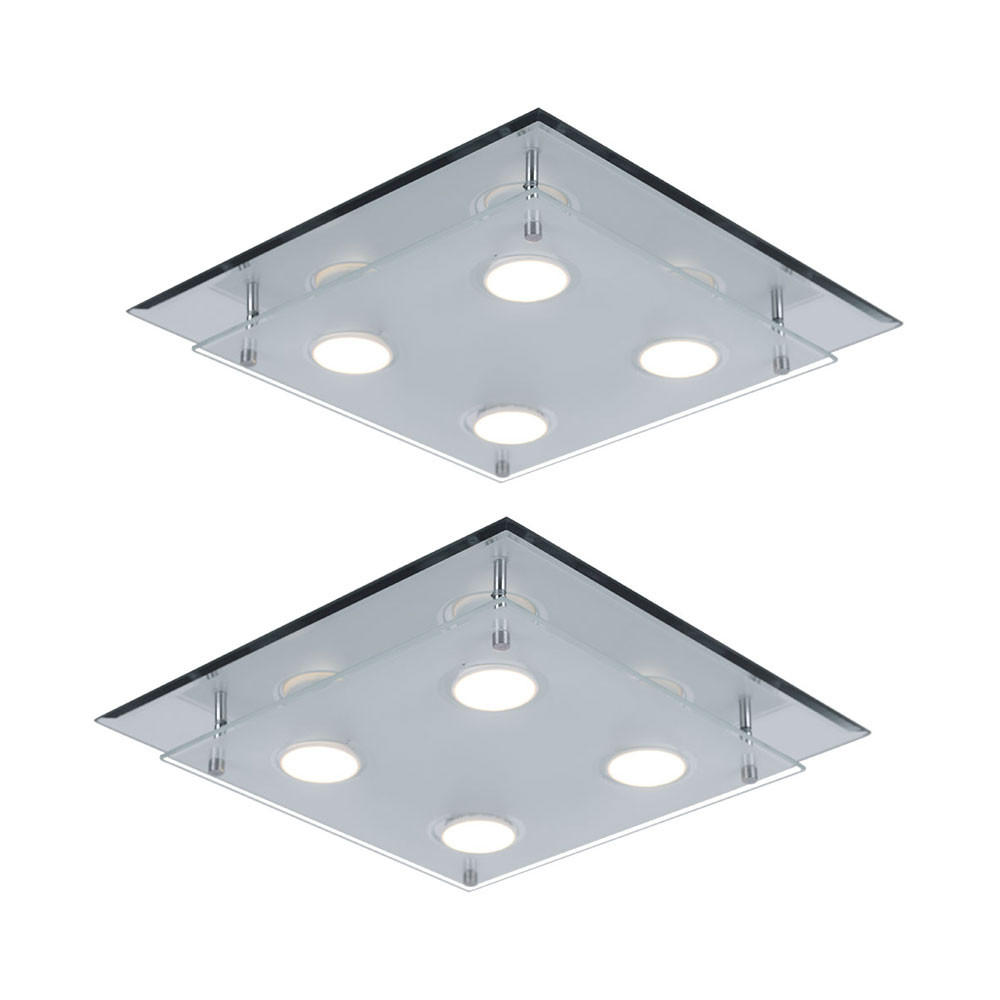 LED DECKENLEUCHTE Arena Silber Chrom - Silberfarben, Glas (34/34/8cm)