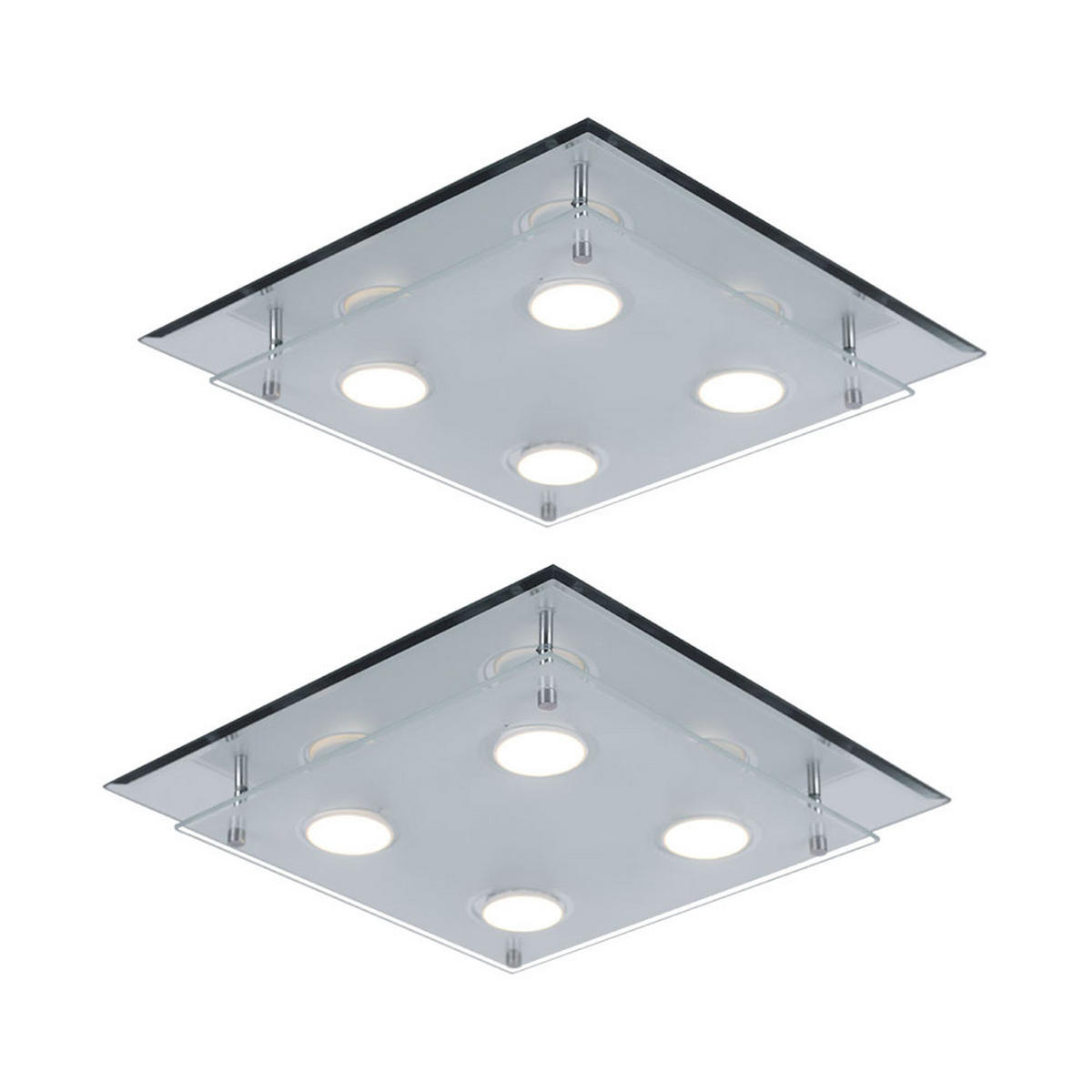 LED DECKENLEUCHTE Arena Silber Chrom - Silberfarben, Glas (34/34/8cm)