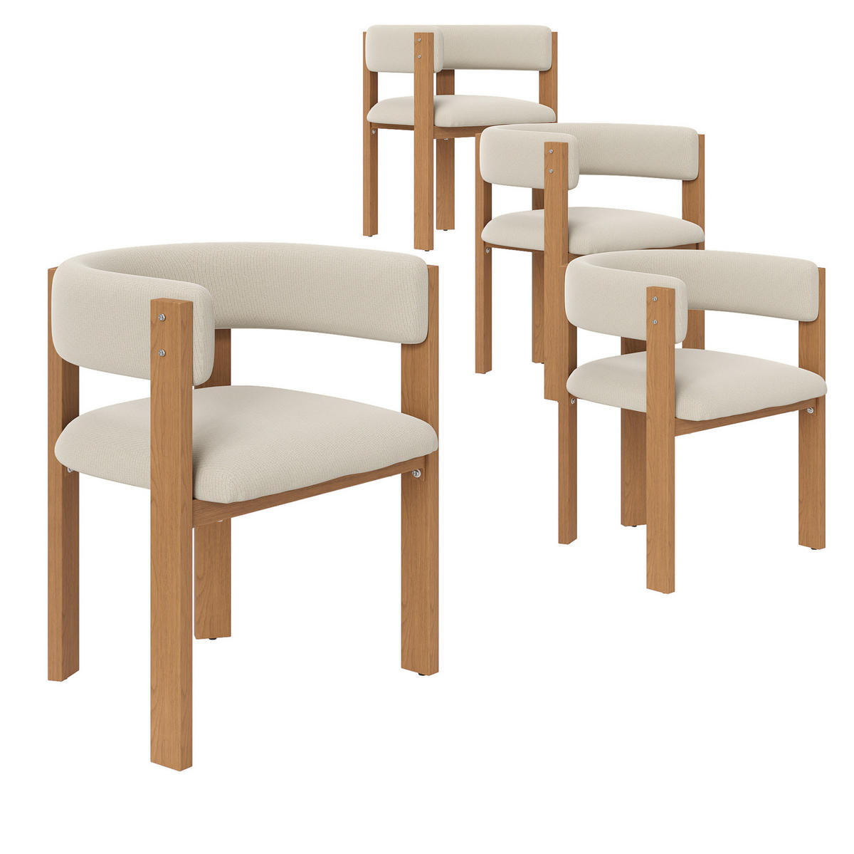 ESSZIMMERSTUHL ergonomisch ca. 47 x 48 x 72,5 cm Flanell Beige 4er-Set - Beige, Metall (44/72.5/54.6cm) - Meubliv