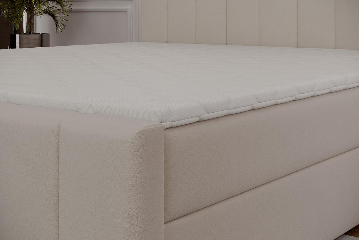 KONTINENTALBETT - Boxspringbett 01 bis 180x200 - Trinity 2 - Beige - Beige/Kieferfarben, Holzwerkstoff/Textil (180/200cm) - Möblo