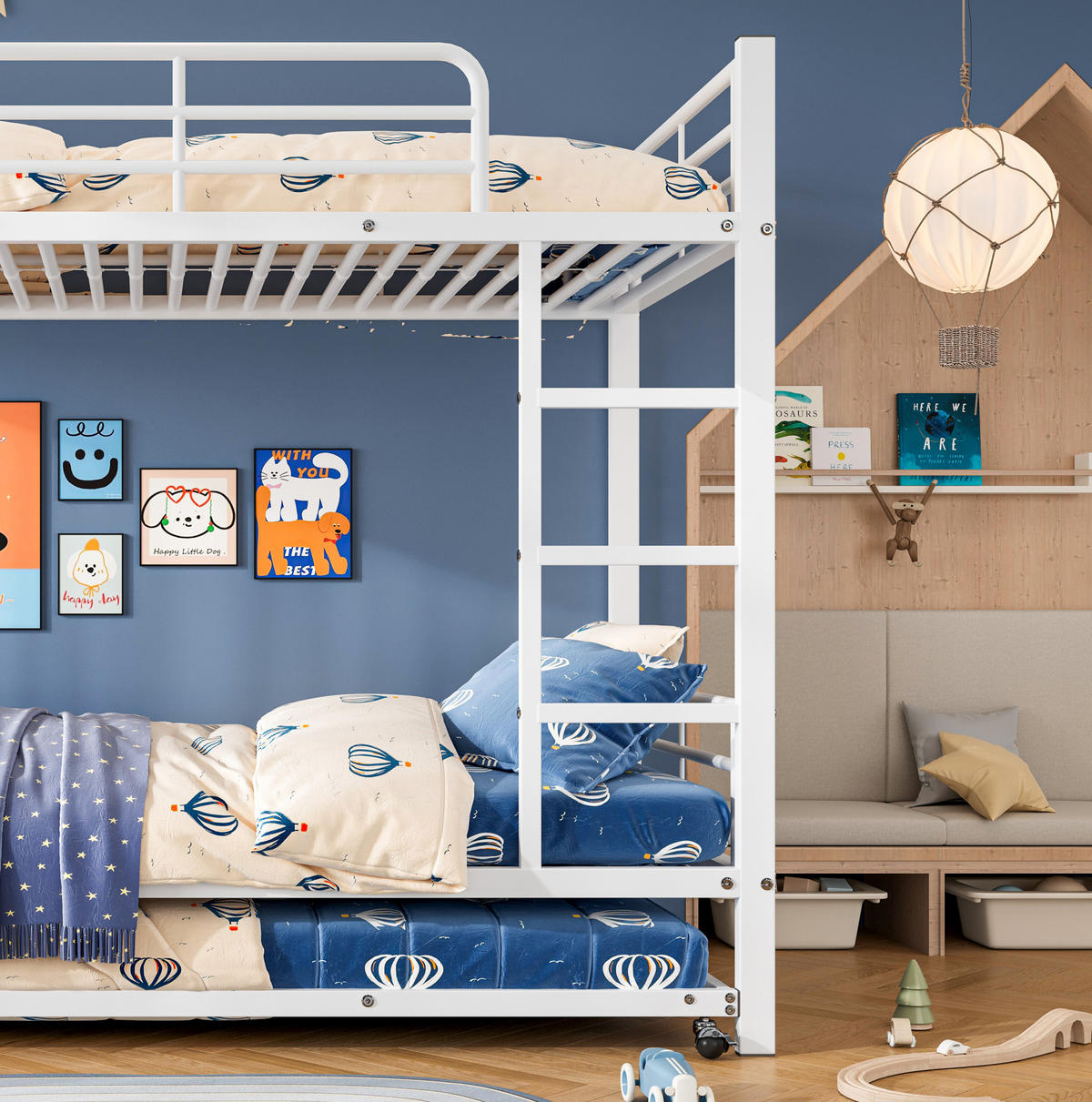 ETAGENBETT 90/200 cm in Weiß aus Metall mit Ausziehbett - Weiß, Metall (90/190cm) - OKMYHOME