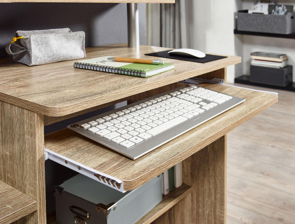 COMPUTERTISCH Mit Tastaturauszug Und Druckerablage Platzsparend, Sonoma 48x94x90 cm - Beige, Kunststoff (94/48/90cm) - KADIMA DESIGN