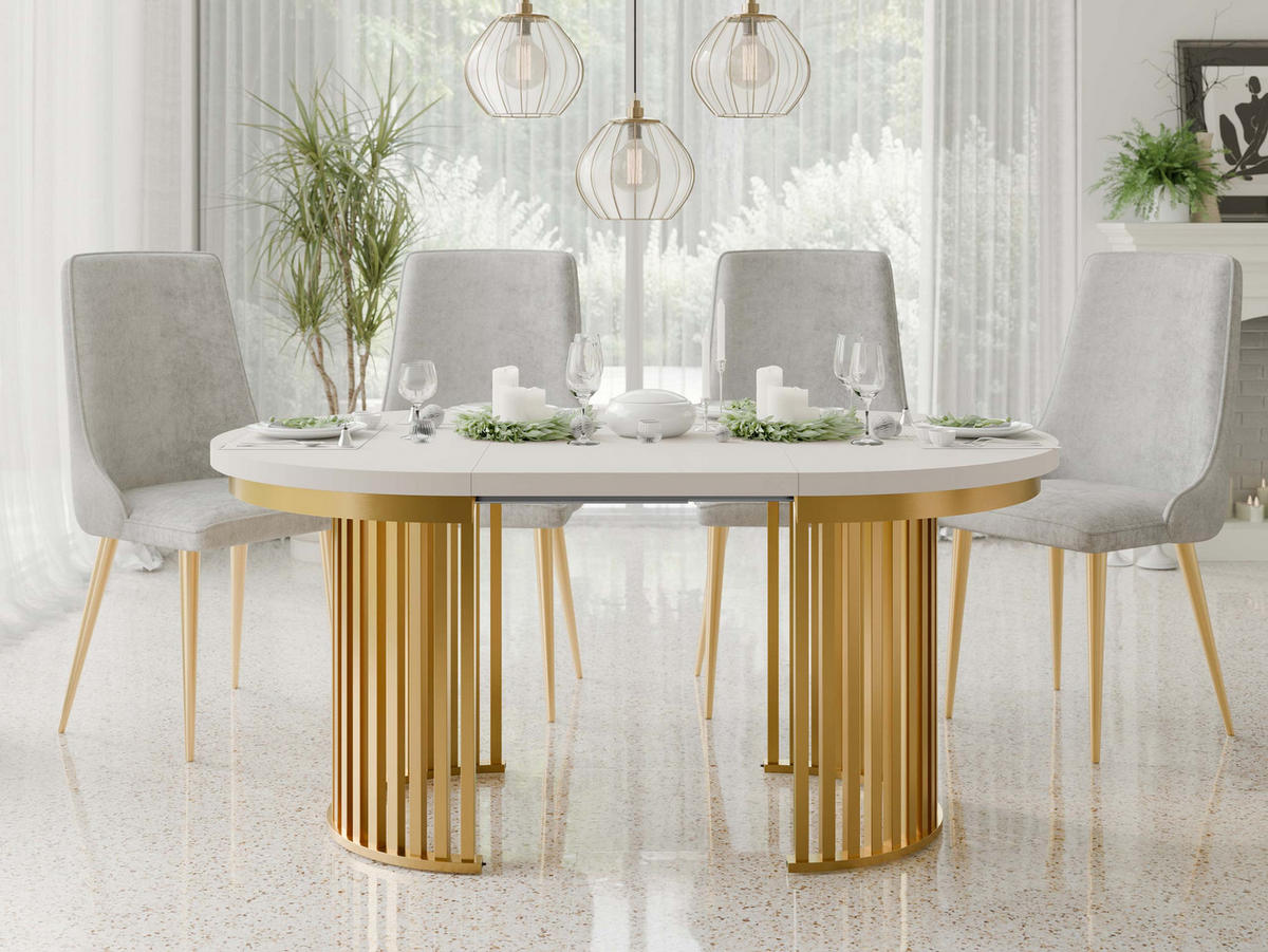 ESSTISCH ausziehbar Komo - Kaschmir/Goldfarben, Holz/Holzwerkstoff (100/100/76cm) - MIRJAN24