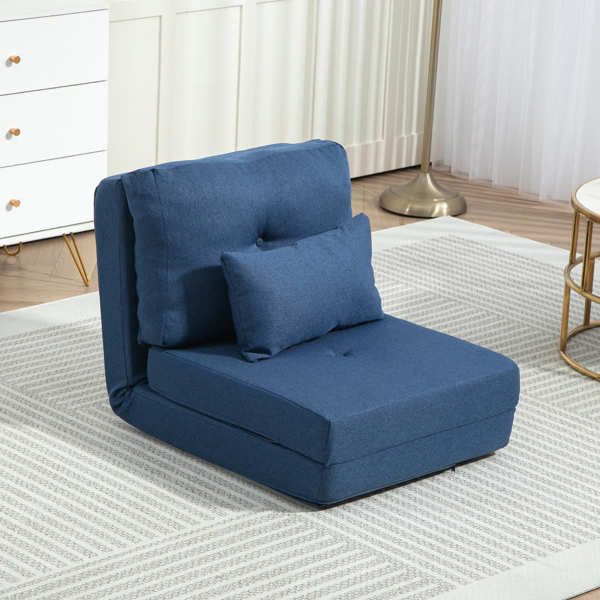 SCHLAFSESSEL DE-14581 mit 5-fach verstellbarer Rückenlehne Dunkelblau - Blau, Textil (80/56/60cm) - ComfortXL