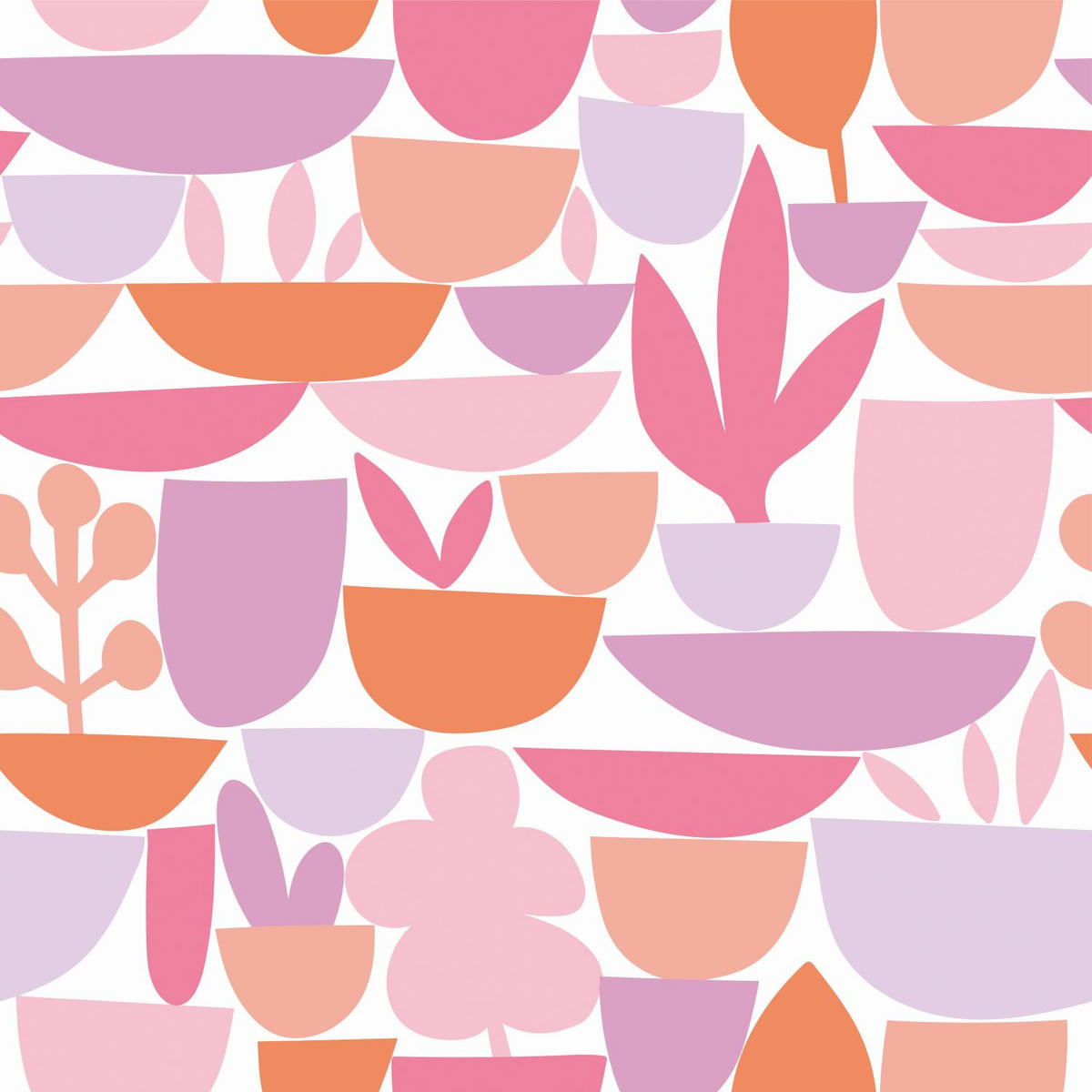 TAPETE Keramik und Pflanzen 50 x 900 cm - Lila, Papier (50/900cm) - ESTAhome