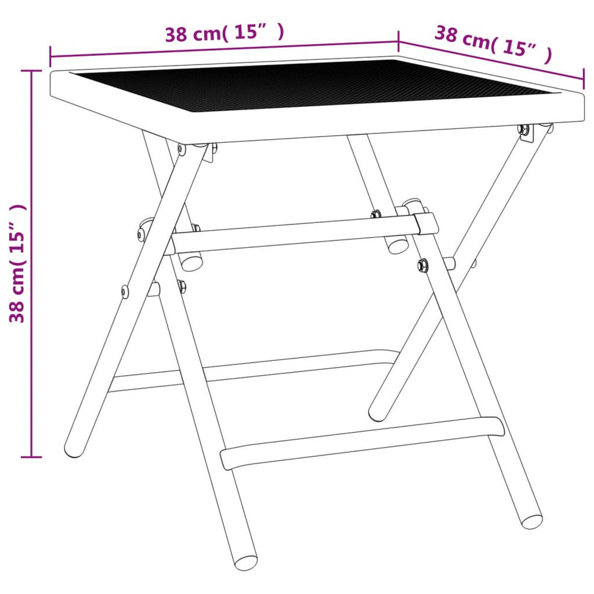 GARTENTISCH Klappbar Anthrazit 38/38/38 Cm Stahlgitter - Anthrazit, Metall (38/38/38cm) - vidaXL