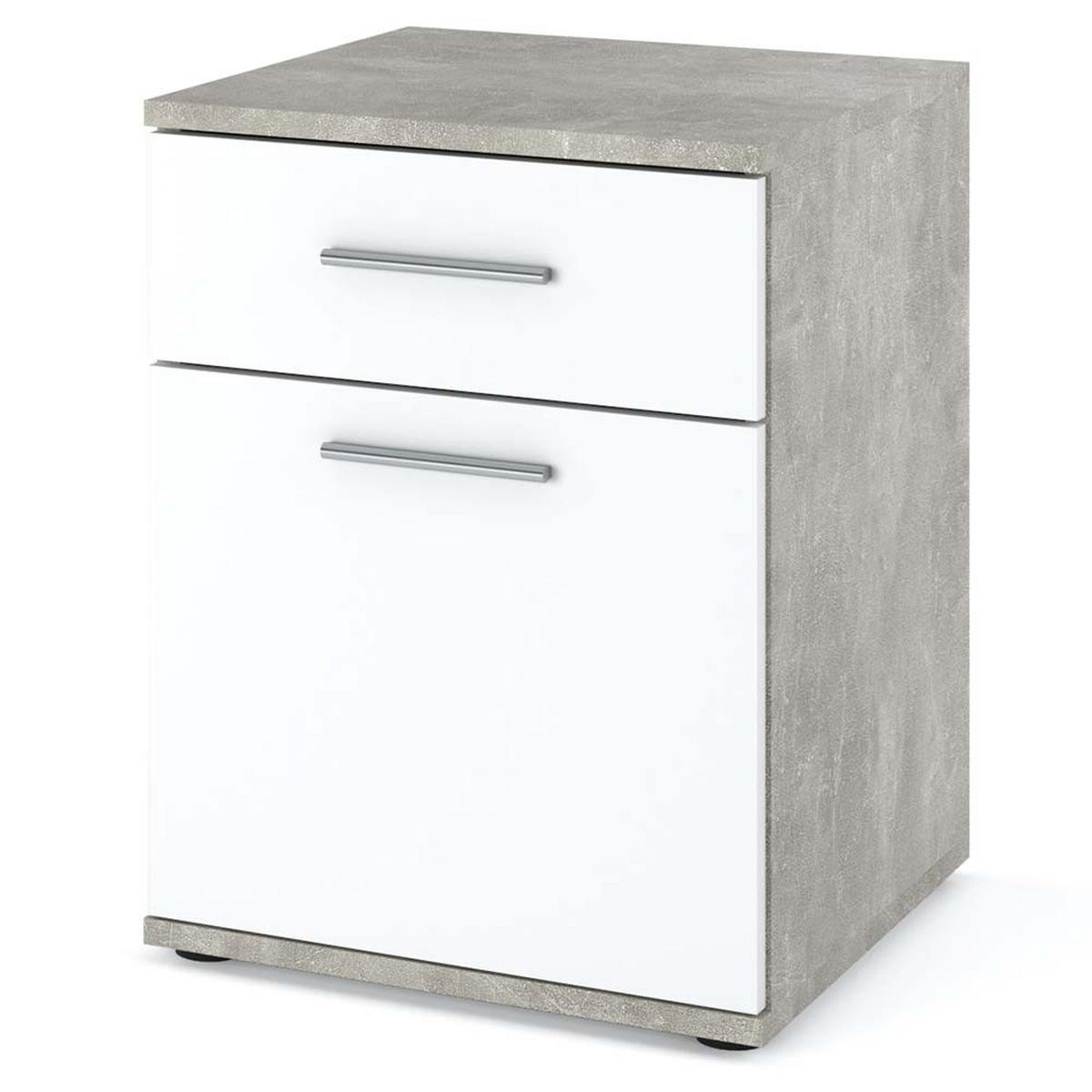 NACHTTISCH – BETON/MATTE WEISS - Weiß/Grau, Holz (40/52/40.5cm) - Stiv Meble