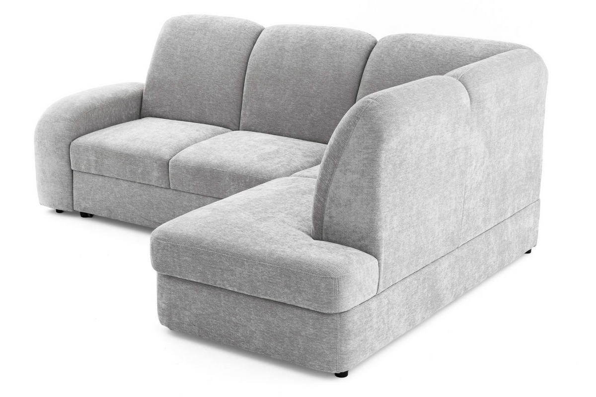 ECKSOFA VIBE L Rechts mit Schlaffunktion 129x205 Chenille Hellgrau - Hellgrau/Schwarz, Holz/Kunststoff (250/186cm) - Muffo