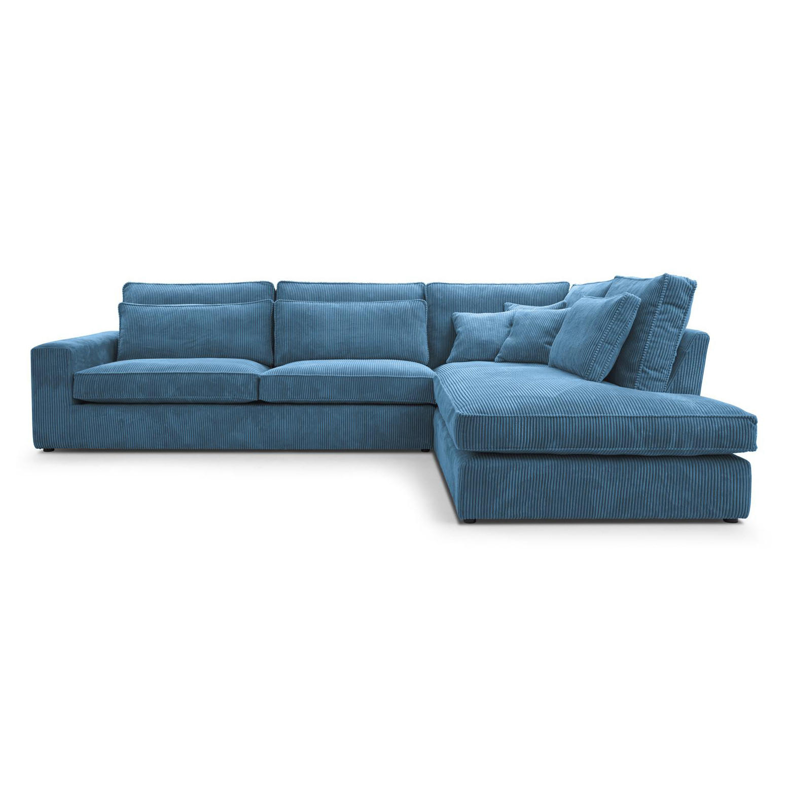 ECKSOFA Parma ohne Schlaffunktion, Cord-Stoff, Blau, Rechts - Blau/Schwarz, Textil (314/224cm) - Beautysofa