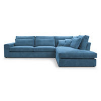 ECKSOFA Parma ohne Schlaffunktion, Cord-Stoff, Blau, Rechts - Blau/Schwarz, Textil (314/224cm) - Beautysofa