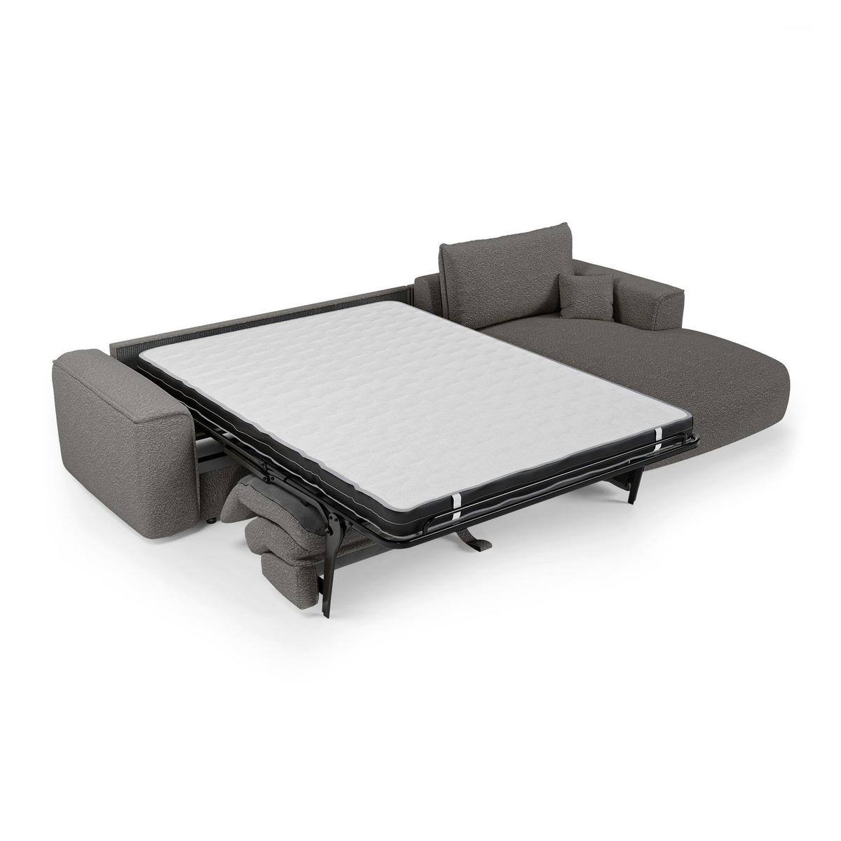 ECKSOFA rechtwinklig COMO Frottee Graphitgrau 300cm - Dunkelgrau/Graphitfarben, Textil (300/165cm) - Premium Interiors