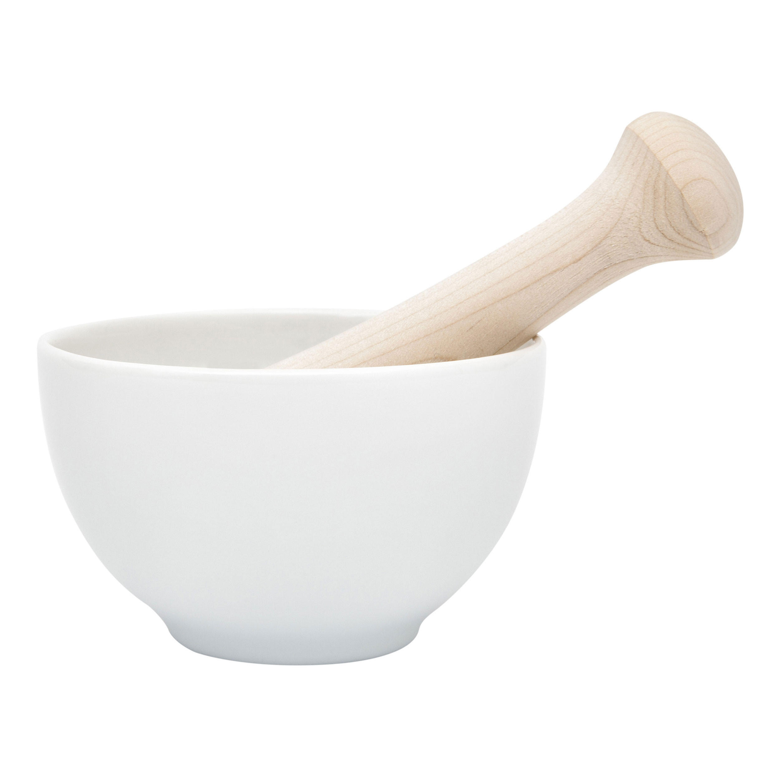 MÖRSER Select Utensilien mit Holzstößel, Porzellan, Ø 10.2 cm - Silberfarben, Keramik (4.02/2.52/4.09cm) - Kai Messer