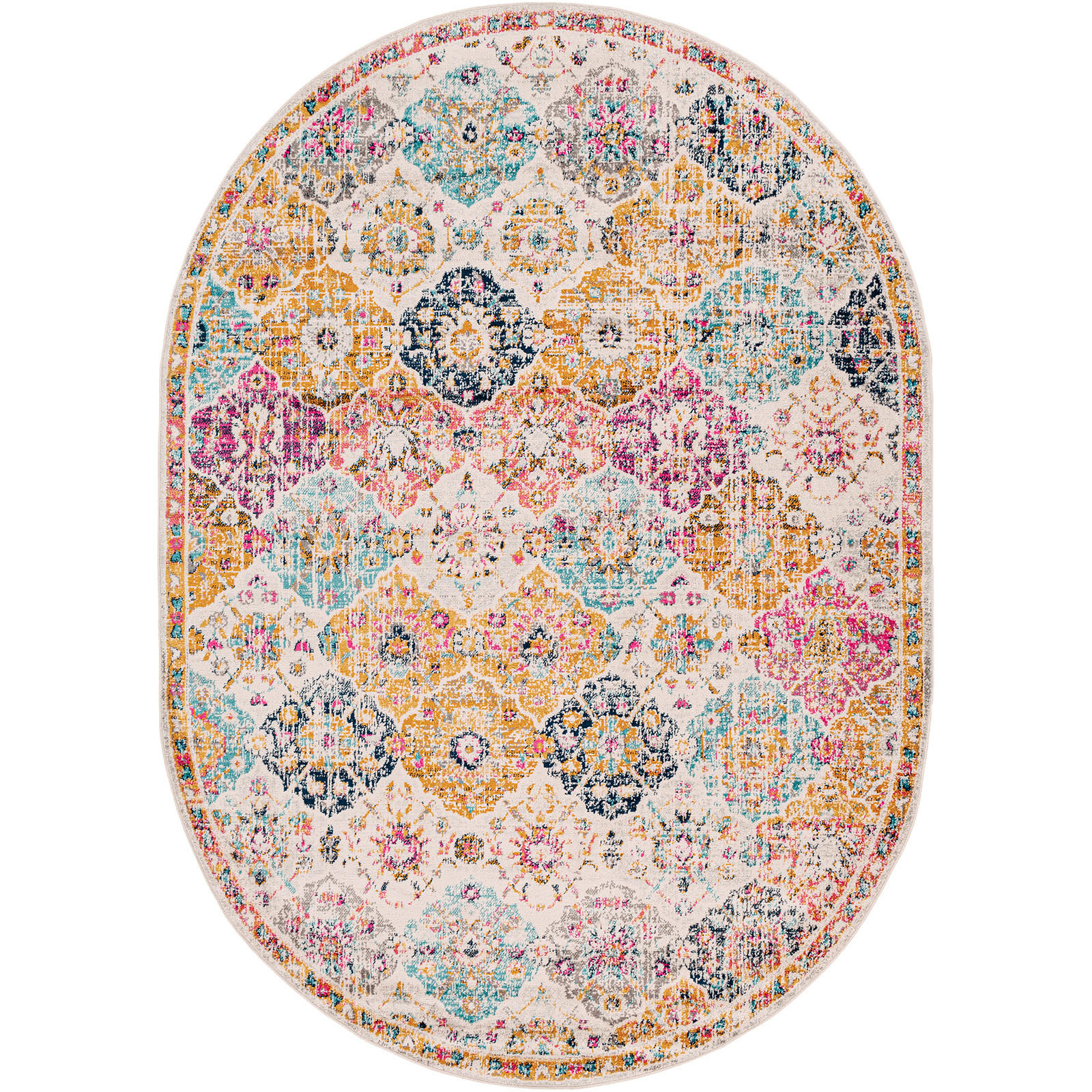 VINTAGE-TEPPICH Oval 200/275 cm Mehrfarbig - Multicolor/Orange, Naturmaterialien/Textil (200/275cm) - LIVABLISS