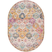 VINTAGE-TEPPICH Oval 200/275 cm Mehrfarbig - Multicolor/Orange, Naturmaterialien/Textil (200/275cm) - LIVABLISS