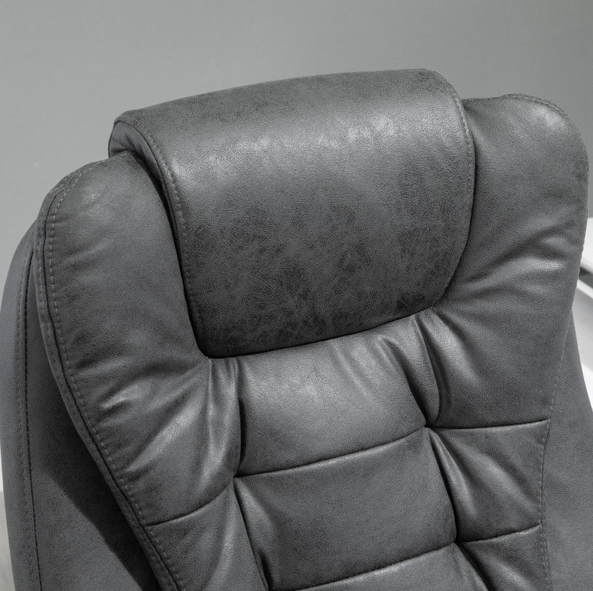 DREHSTUHL 70/65/111-119 cm dunkelgrau aus Polyester mit Massagefunktion und Fußstütze - Dunkelgrau, Kunststoff (70/119/65cm) - OKWISH