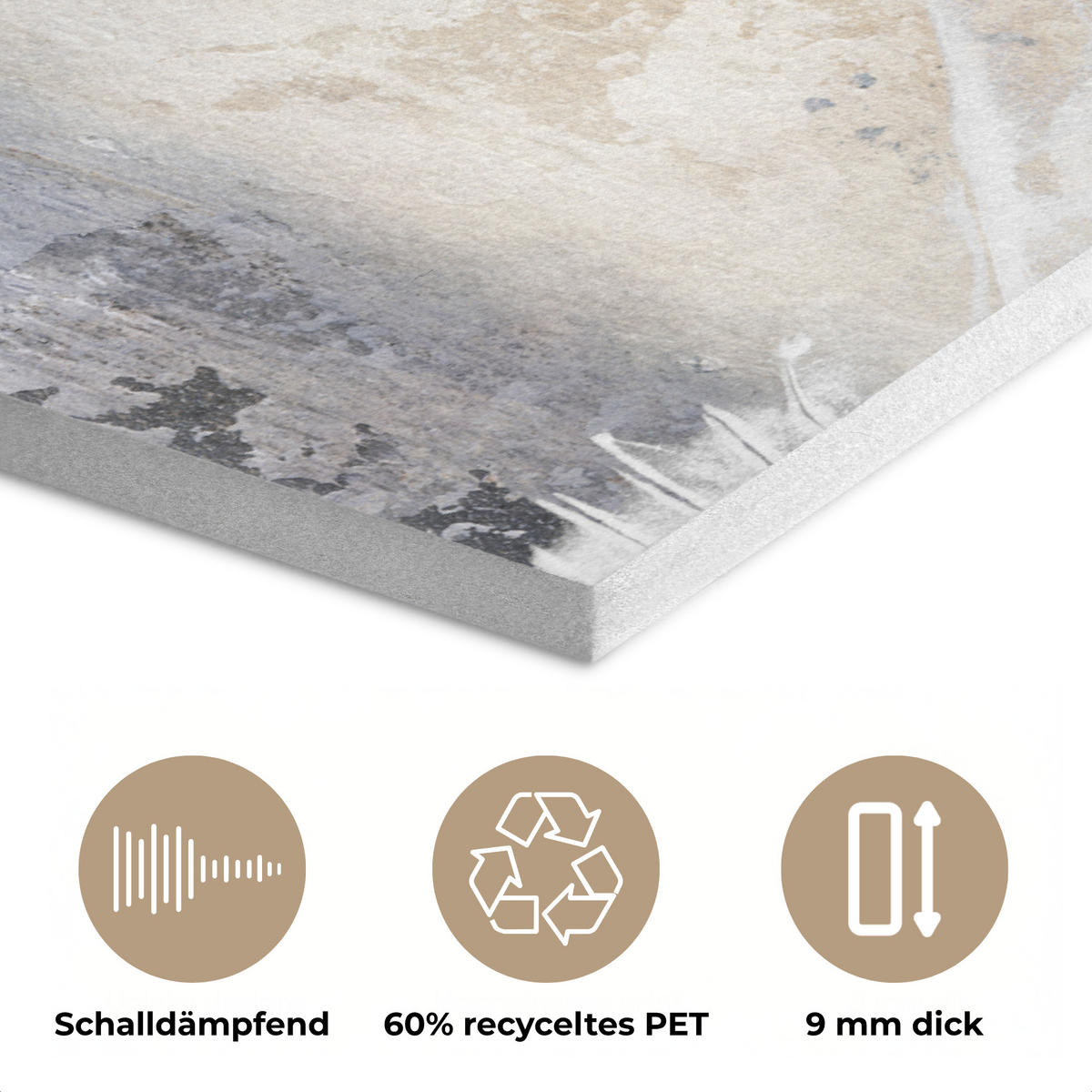 AKUSTIKBILD Luxus - Abstrakt - Gold - Weiß Akustikpaneele 90x60 cm - Goldfarben, Kunststoff (90/60/0.9cm) - MuchoWow