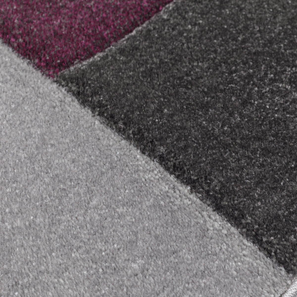 TEPPICH geometrisch 3D-Effekt handgearbeitet NIDD CLARA, Lila-Grau 160x230 cm - Lila, Textil (160/230cm) - KADIMA DESIGN