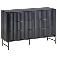 KOMODA s 6 zásuvkami Černá Glastonbury - černá, kompozitní dřevo (120/80/40cm) - Beliani