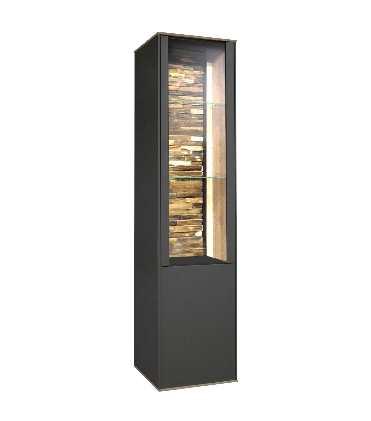 STANDVITRINE Faro Anthrazit und Asteiche - Grau, Holzwerkstoff (42/195/42cm)