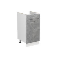 SPÜLENUNTERSCHRANK R-Line, Beton/Weiß, 40 cm ohne Arbeitsplatte - Weiß/Grau, Holzwerkstoff (40/81.6/46cm) - Vicco